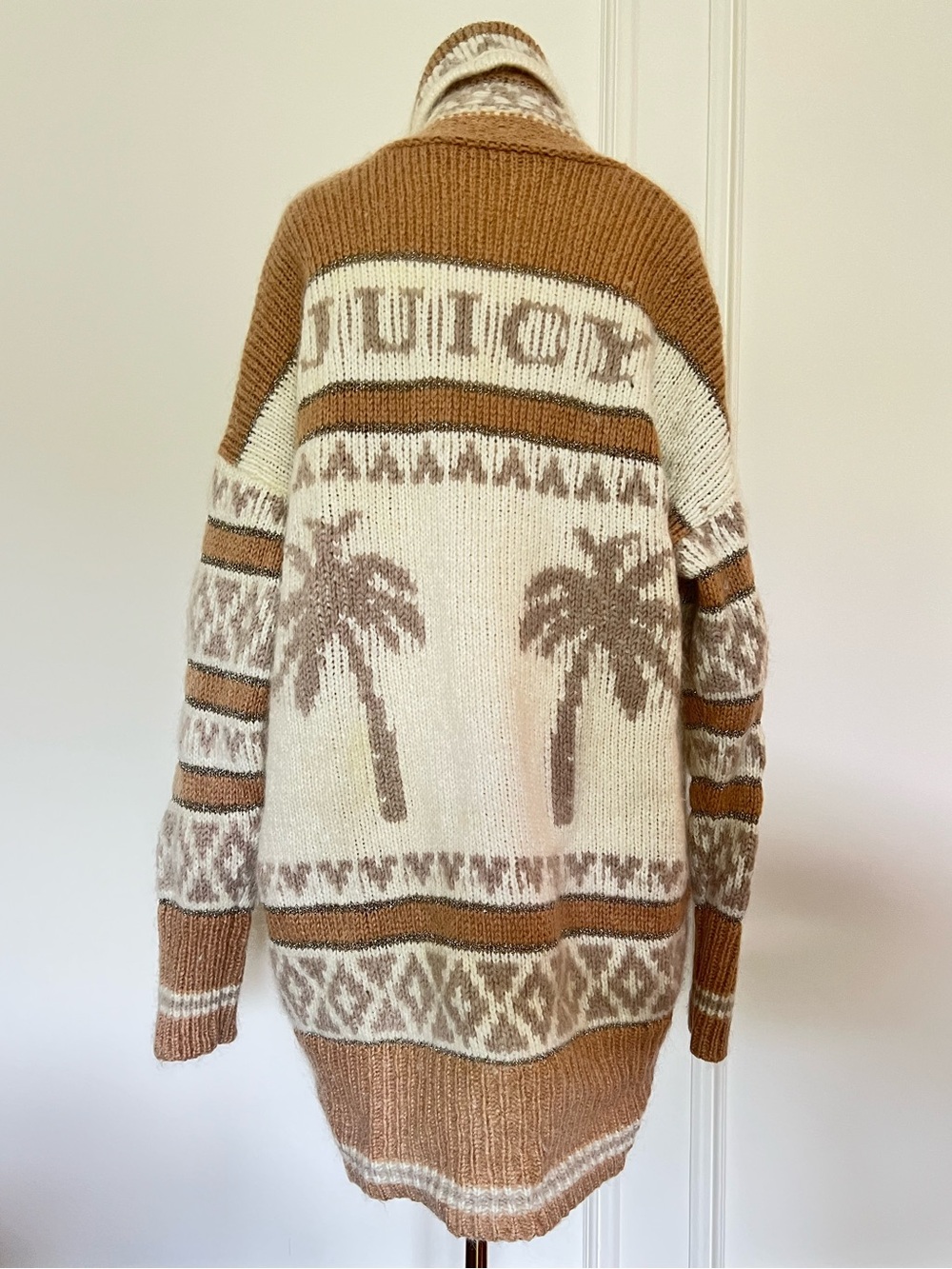 Juicy Couture Mohair Shawl Cardigan Palm Tree Logo Knit Y2K Oversized Sz M/L